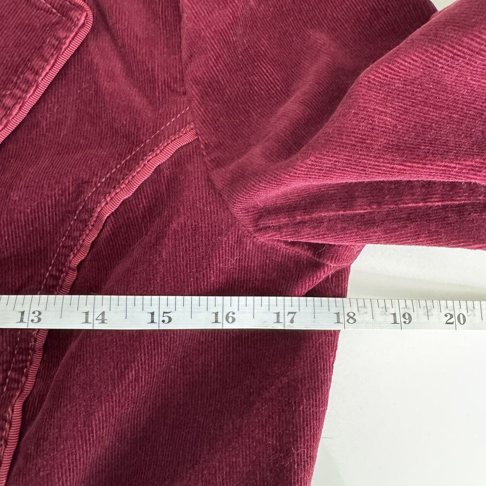 White House Black Market Corduroy Blazer Women 6 Burgundy Peplum Military Y2K - Picture 11 of 13